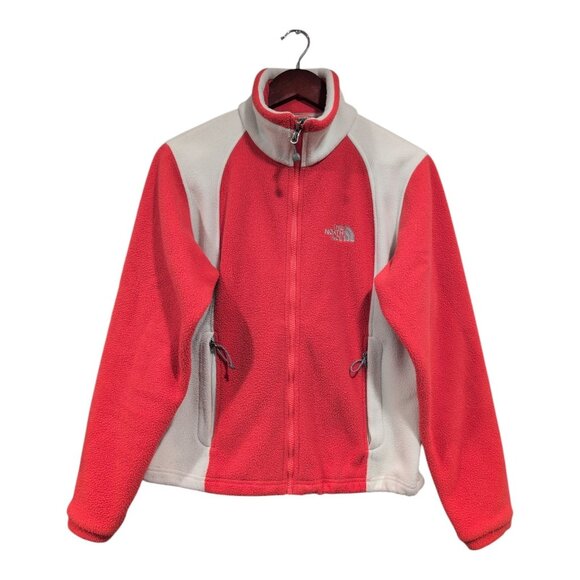 Vintage The North Face Orange & White Fleece Full Zip Jacket Size Women’s Small - Picture 1 of 16